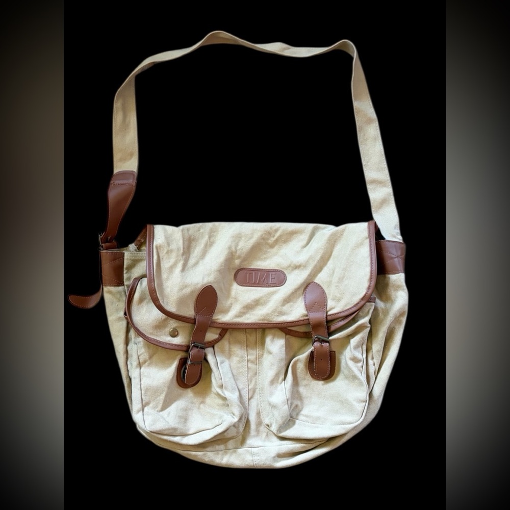 Vintage TIME Beige and Brown Messenger Bag